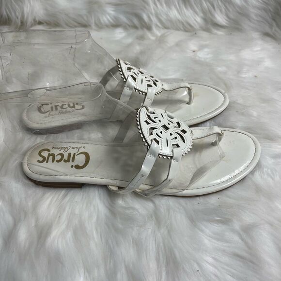 Circus by Sam Edelman medallion cut out white thong sandals size 11 - Picture 2 of 9